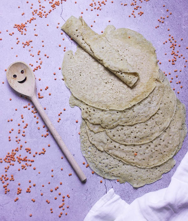 zu sehen sind Linsen-Wraps die besten veganen Pfannkuchen für Babys