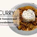Bohnen Curry mit Kokosmilch günstiges Gericht serviert mit Reis