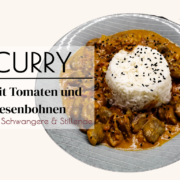 Bohnen Curry mit Kokosmilch günstiges Gericht serviert mit Reis