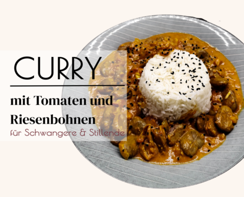 Bohnen Curry mit Kokosmilch günstiges Gericht serviert mit Reis