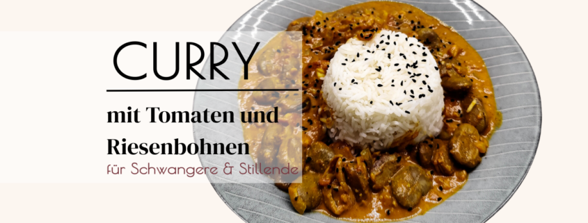 Bohnen Curry mit Kokosmilch günstiges Gericht serviert mit Reis