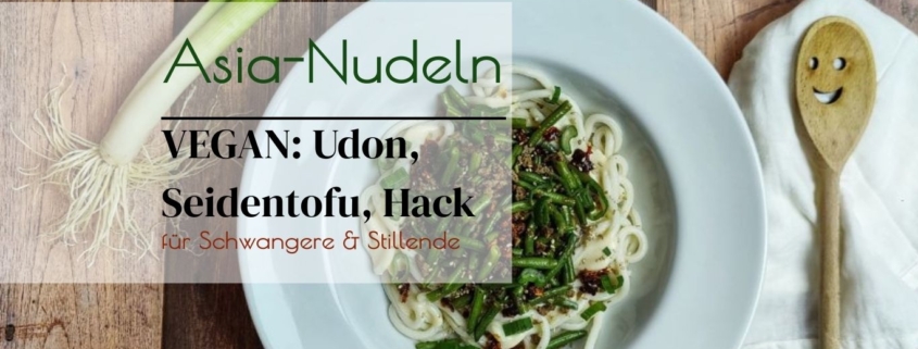 Rezept Udon Nudeln vegan cremiger Miso-Seidentofu grüne Bohnen und knuspriges veggie Hack
